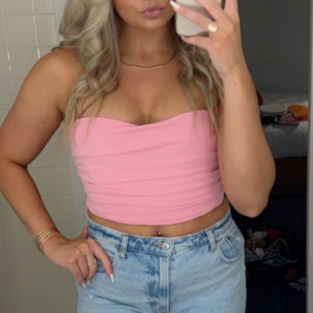 Zara - Pink Strapless Crop Top - M